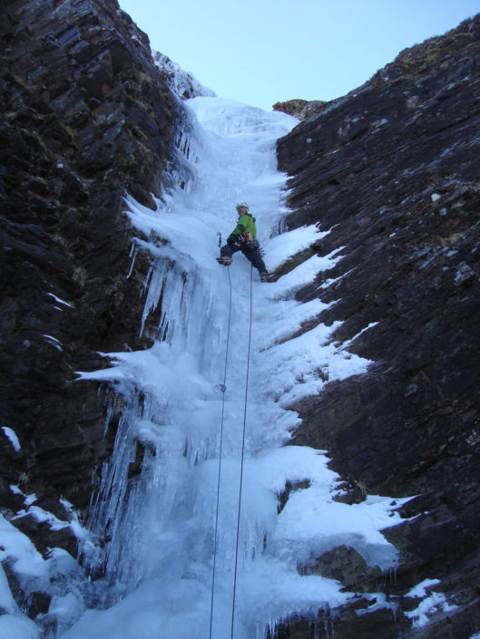 Guiding ice climbs in the Scottish Highlands