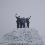 On the summit of Ben Nevis in winter