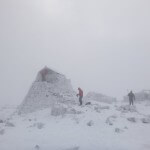 Rime ice on the summit shelter of Ben Nevis
