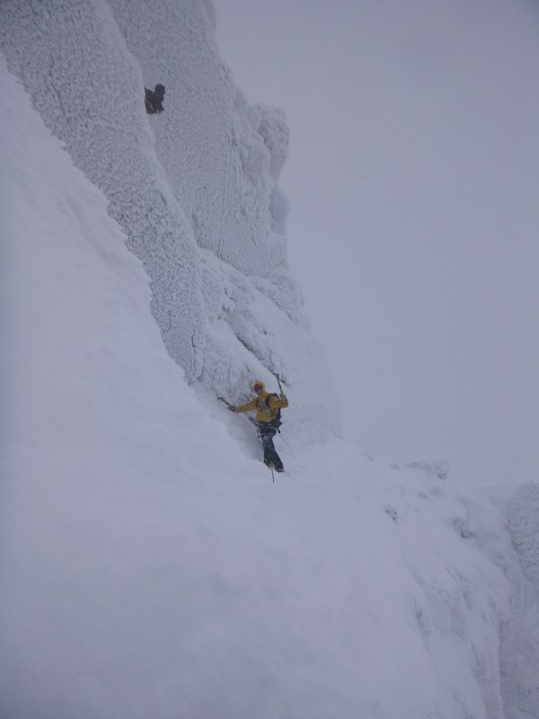 Wes on the Eastern Traverse, Tower Ridge