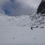 Skiing round the foot of North East Buttress