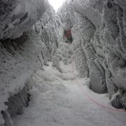 Tricky winter climbing in Gardyloo Gully, Ben Nevis