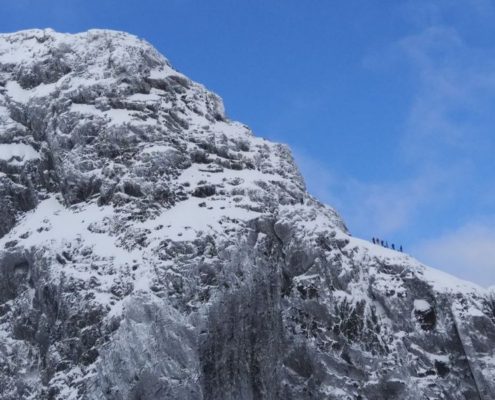 Blue skies above Tower Ridge on Ben Nevis