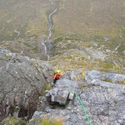 Damp day on North Buttress, Buachaille Etive Mor